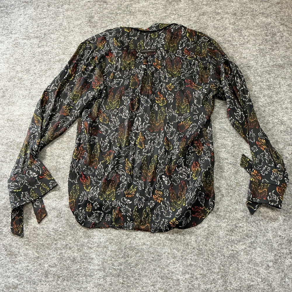 Marcell Von Berlin Men's Black Patterned Silky Button Up Best Fits Size M - Picture 4 of 5